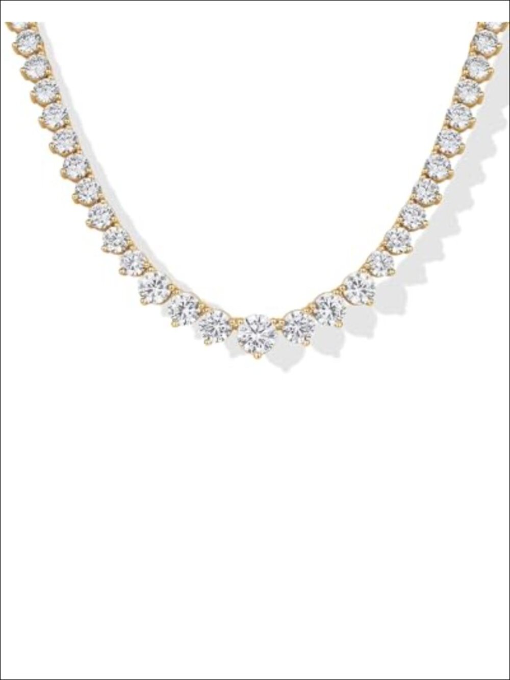 14K Gold Plated Graduated Tennis Necklace CZ Women Sparkling